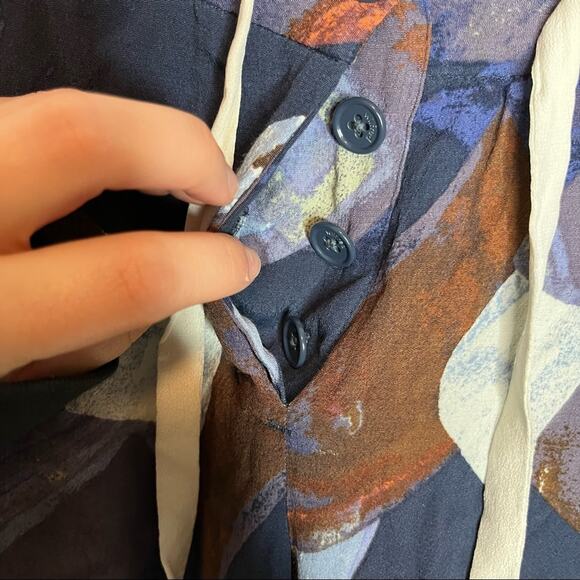 Aritzia Wilfred Blue Patterned Casual Tapered Leg Crop Pant Size XS - Picture 3 of 10